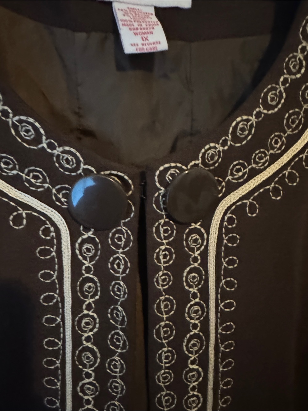 Brown Embroidered Open-Front Jacket - Picture 5 of 8